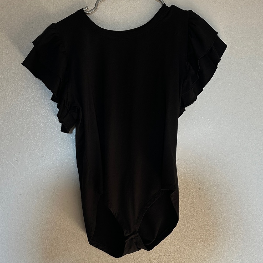Grace Black Ruffle Sleeve Bodysuit